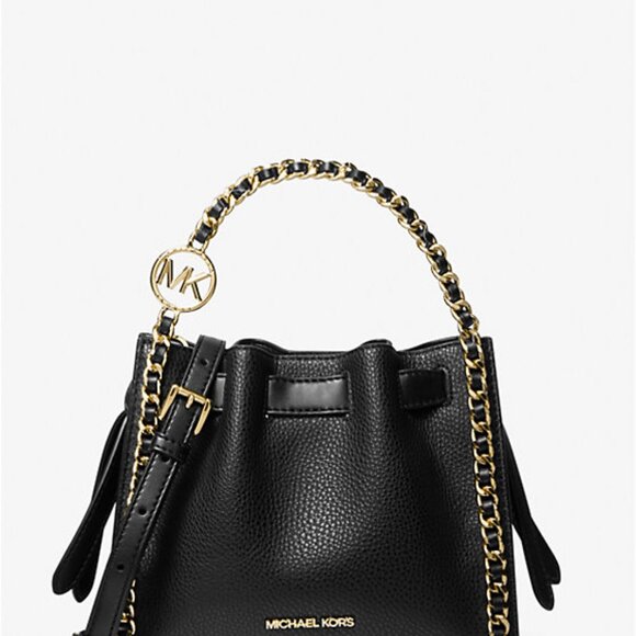 NWOT Michael Kors Mina Small Chain Crossbody Bag in Black and Gold - Picture 6 of 7